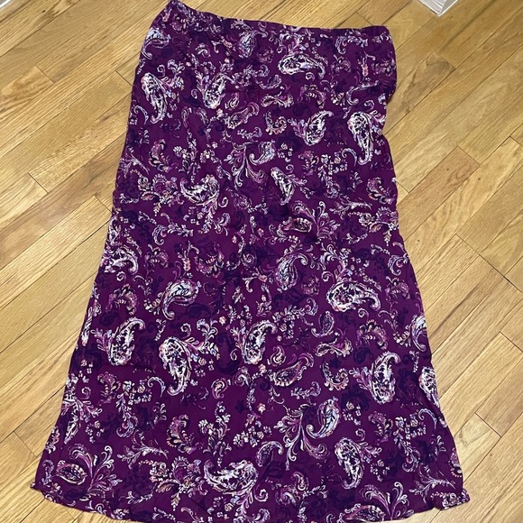 Eddie Bauer Purple Paisley Cotton Pull On Maxi Skirt Women's XL Elastic Waist - Picture 5 of 5